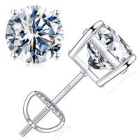 1 Pair Elegant Shiny Solid Color Plating Inlay Sterling Silver Zircon Silver Plated Ear Studs sku image 4
