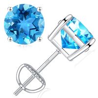 1 Pair Elegant Shiny Solid Color Plating Inlay Sterling Silver Zircon Silver Plated Ear Studs sku image 8