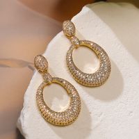 1 Pair Retro Simple Style Commute Solid Color Plating Inlay Copper Zircon 18K Gold Plated Drop Earrings main image 6