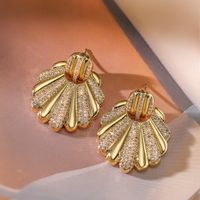 1 Pair Retro Simple Style Commute Solid Color Plating Inlay Copper Zircon 18K Gold Plated Drop Earrings main image 7