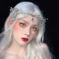 Women's Fairy Style Princess Leaves Metal Plating Inlay Artificial Crystal Rhinestones Hair Band main image 4