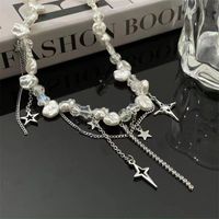 Sweet Cool Style Geometric Star Imitation Pearl Alloy Beaded Tassel Plating Women's Necklace main image 5