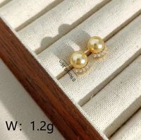 1 Pair Elegant Round Pearl Copper 18K Gold Plated Ear Studs main image 2
