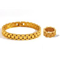 Titanium Steel IG Style Geometric Plating Rings Bracelets main image 3