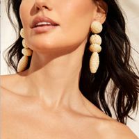 1 Pair Casual Simple Style Solid Color Raffia Drop Earrings main image 4