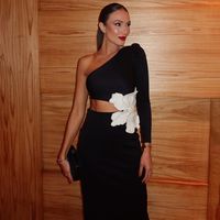 Women's Regular Dress Sexy Oblique Collar Long Sleeve Solid Color Maxi Long Dress Holiday Daily main image 5
