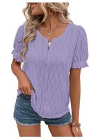 Women's T-shirt Short Sleeve T-Shirts Jacquard Vacation Solid Color main image 4