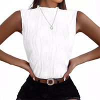 Women's T-shirt Sleeveless T-Shirts Jacquard Streetwear Solid Color main image 3
