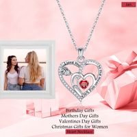 Sterling Silver Elegant Classic Style Heart Shape Rose Solid Color Inlay Zircon Pendant Necklace main image 3