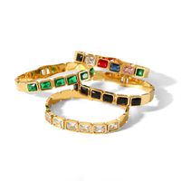 Stainless Steel 18K Gold Plated Casual Tropical Classic Style Geometric Polishing Inlay Zircon Bangle main image 6