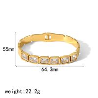 Stainless Steel 18K Gold Plated Casual Tropical Classic Style Geometric Polishing Inlay Zircon Bangle main image 5
