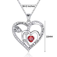 Sterling Silver Elegant Classic Style Heart Shape Rose Solid Color Inlay Zircon Pendant Necklace main image 2
