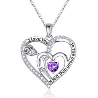 Sterling Silver Elegant Classic Style Heart Shape Rose Solid Color Inlay Zircon Pendant Necklace sku image 2
