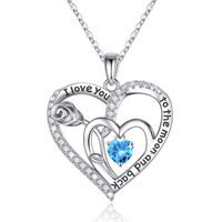 Sterling Silver Elegant Classic Style Heart Shape Rose Solid Color Inlay Zircon Pendant Necklace sku image 3