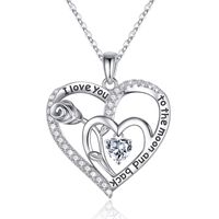 Sterling Silver Elegant Classic Style Heart Shape Rose Solid Color Inlay Zircon Pendant Necklace sku image 4