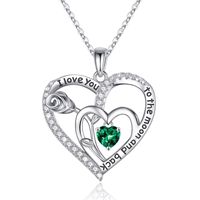 Sterling Silver Elegant Classic Style Heart Shape Rose Solid Color Inlay Zircon Pendant Necklace sku image 5