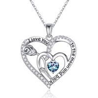 Sterling Silver Elegant Classic Style Heart Shape Rose Solid Color Inlay Zircon Pendant Necklace sku image 6