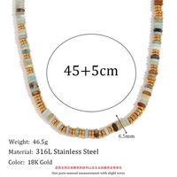 Retro Geometric Stainless Steel Natural Stone Beaded Plating 18K Gold Plated Women's Bracelets Necklace sku image 14