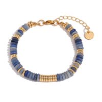 Retro Geometric Stainless Steel Natural Stone Beaded Plating 18K Gold Plated Women's Bracelets Necklace sku image 1