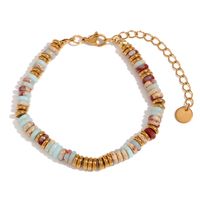 Retro Geometric Stainless Steel Natural Stone Beaded Plating 18K Gold Plated Women's Bracelets Necklace sku image 2