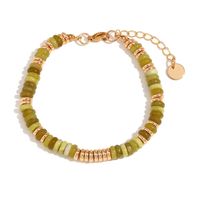 Retro Geometric Stainless Steel Natural Stone Beaded Plating 18K Gold Plated Women's Bracelets Necklace sku image 3