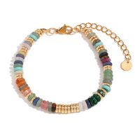 Retro Geometric Stainless Steel Natural Stone Beaded Plating 18K Gold Plated Women's Bracelets Necklace sku image 6