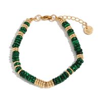Retro Geometric Stainless Steel Natural Stone Beaded Plating 18K Gold Plated Women's Bracelets Necklace sku image 5