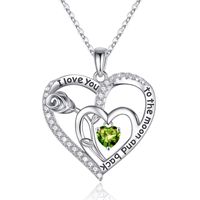 Sterling Silver Elegant Classic Style Heart Shape Rose Solid Color Inlay Zircon Pendant Necklace sku image 8