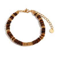 Retro Geometric Stainless Steel Natural Stone Beaded Plating 18K Gold Plated Women's Bracelets Necklace sku image 8