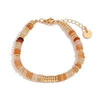 Retro Geometric Stainless Steel Natural Stone Beaded Plating 18K Gold Plated Women's Bracelets Necklace sku image 10