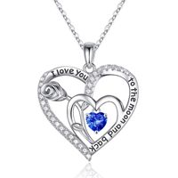 Sterling Silver Elegant Classic Style Heart Shape Rose Solid Color Inlay Zircon Pendant Necklace sku image 9