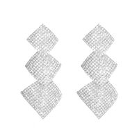 1 Pair Glam Wedding Shiny Rhombus Inlay Stainless Steel Alloy Rhinestones Drop Earrings main image 4