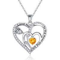 Sterling Silver Elegant Classic Style Heart Shape Rose Solid Color Inlay Zircon Pendant Necklace sku image 12