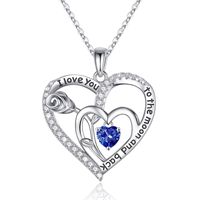 Sterling Silver Elegant Classic Style Heart Shape Rose Solid Color Inlay Zircon Pendant Necklace sku image 13