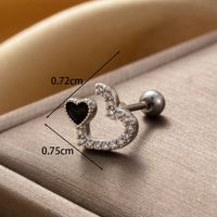1 Piece French Style Simple Style Korean Style Round Heart Shape Inlay Copper Zircon Ear Cuffs Earrings Ear Studs sku image 3