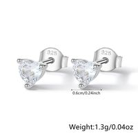 1 Pair Casual Cute Solid Color Heart Shape Plating Inlay Sterling Silver Zircon White Gold Plated Ear Studs main image 2