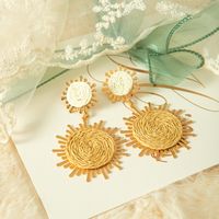 1 Pair Vacation Sweet Sun Plating 304 Stainless Steel Raffia Gold Plated Drop Earrings main image 4