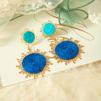 1 Pair Vacation Sweet Sun Plating 304 Stainless Steel Raffia Gold Plated Drop Earrings main image 3