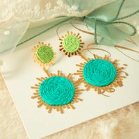 1 Pair Vacation Sweet Sun Plating 304 Stainless Steel Raffia Gold Plated Drop Earrings main image 5