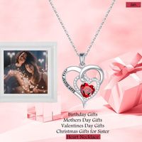 Sterling Silver Elegant Classic Style Heart Shape Solid Color Plating Zircon Pendant Necklace main image 3