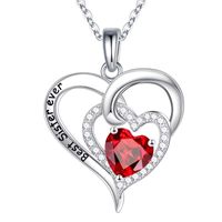 Sterling Silver Elegant Classic Style Heart Shape Solid Color Plating Zircon Pendant Necklace sku image 1