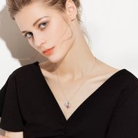 Sterling Silver Elegant Classic Style Heart Shape Solid Color Plating Zircon Pendant Necklace main image 1