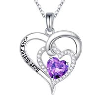 Sterling Silver Elegant Classic Style Heart Shape Solid Color Plating Zircon Pendant Necklace sku image 2