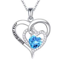 Sterling Silver Elegant Classic Style Heart Shape Solid Color Plating Zircon Pendant Necklace sku image 3