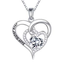 Sterling Silver Elegant Classic Style Heart Shape Solid Color Plating Zircon Pendant Necklace sku image 4