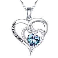 Sterling Silver Elegant Classic Style Heart Shape Solid Color Plating Zircon Pendant Necklace sku image 6