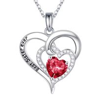 Sterling Silver Elegant Classic Style Heart Shape Solid Color Plating Zircon Pendant Necklace sku image 7
