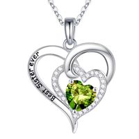 Sterling Silver Elegant Classic Style Heart Shape Solid Color Plating Zircon Pendant Necklace sku image 8