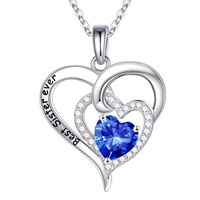 Sterling Silver Elegant Classic Style Heart Shape Solid Color Plating Zircon Pendant Necklace sku image 9