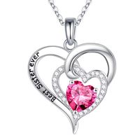 Sterling Silver Elegant Classic Style Heart Shape Solid Color Plating Zircon Pendant Necklace sku image 10